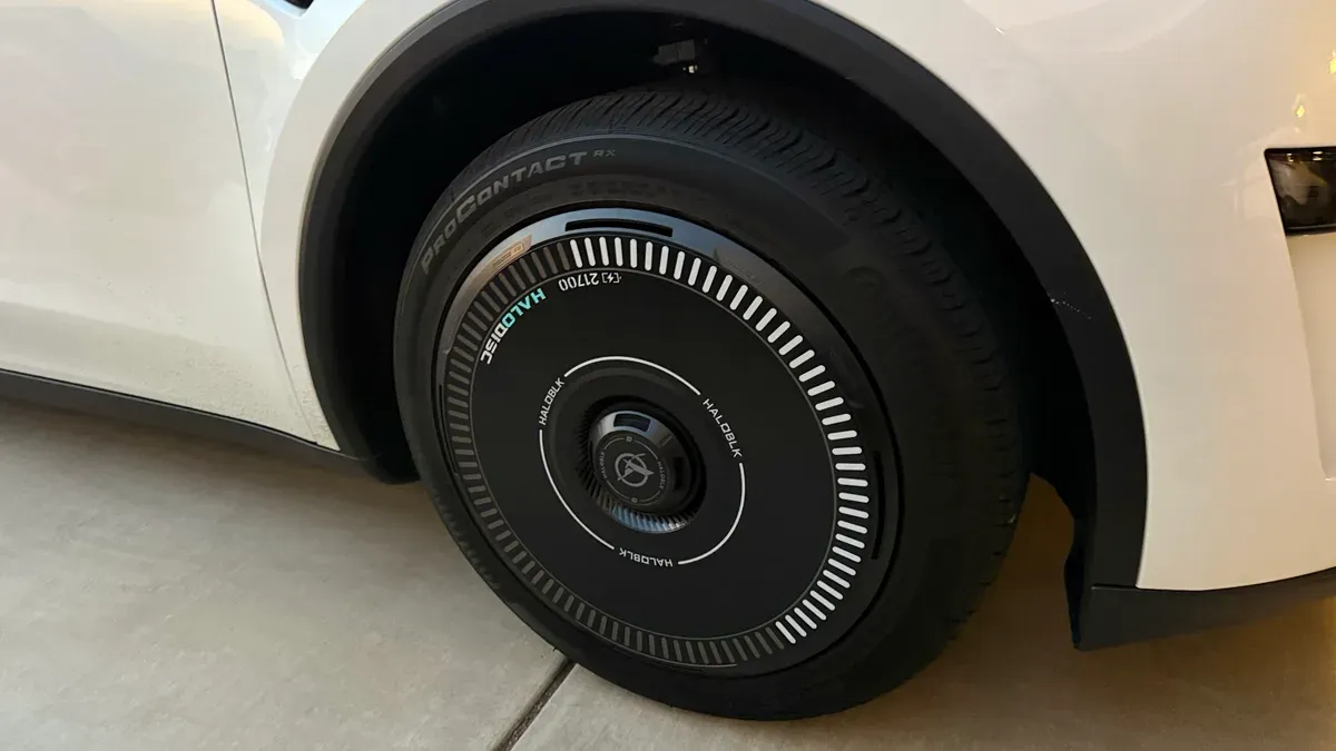 HaloBlk HaloDisc 2 Wheel Covers on the Model Y Juniper
