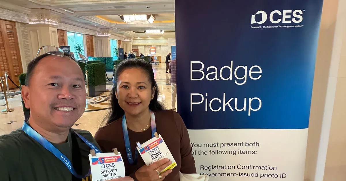 Picking up our CES badges