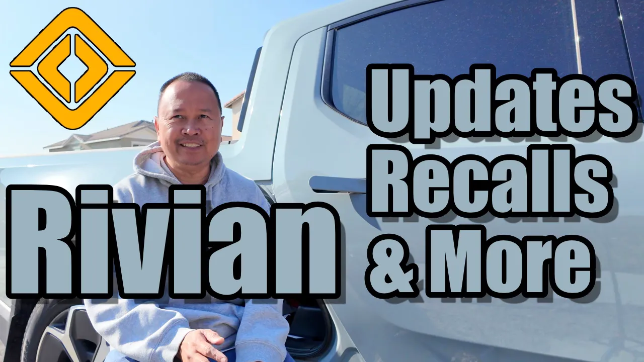 Guy sitting on the gear tunnel of Rivian R1T