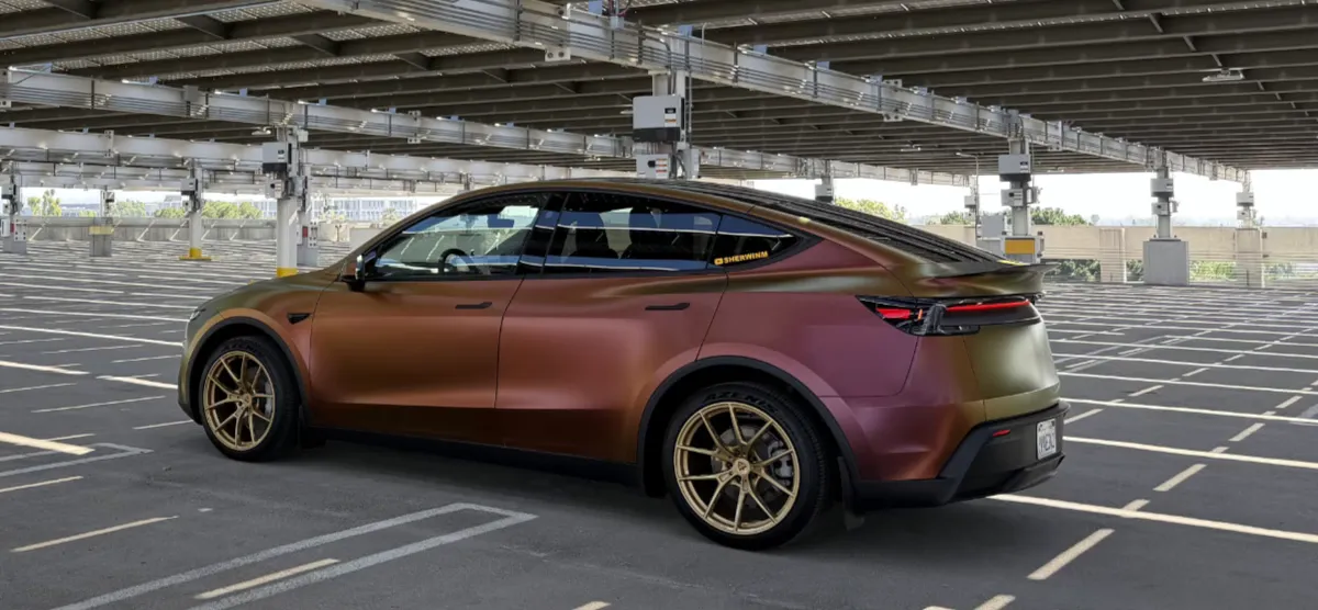 Model Y Juniper wrapped in Avery Dennison Rising Sun