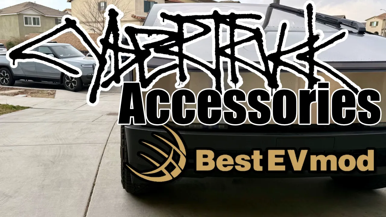 Cybertruck on the driveway with Rivian R1T