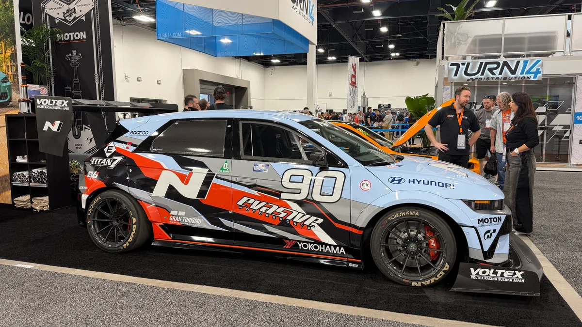 Hyundai Ioniq 5N race car built by Evasive Motorsports on display at SEMA 2025