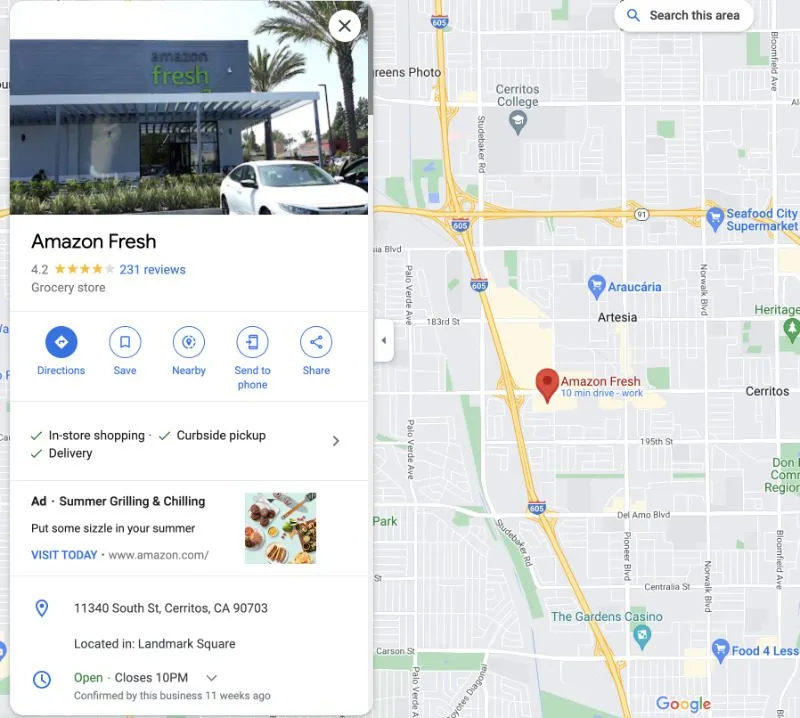 Amazon Fresh (Google Maps)