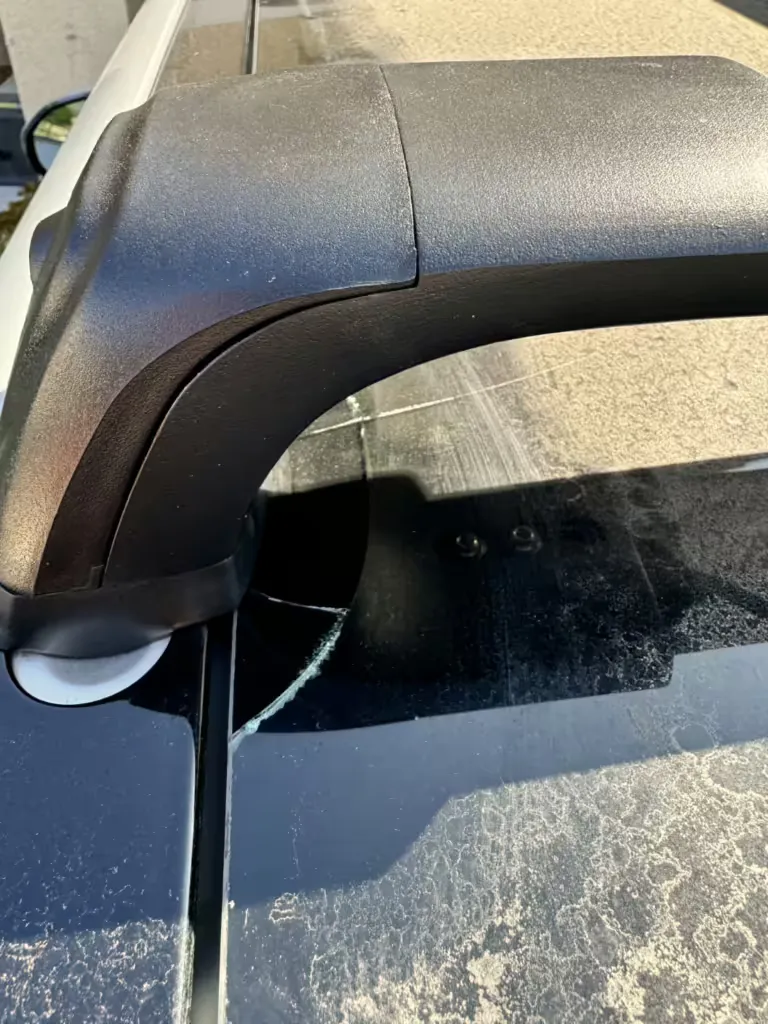 Rivian R1T cracked glass roof
