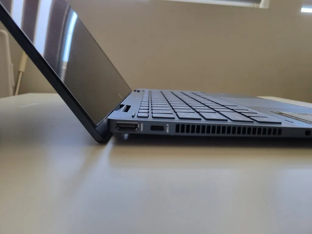 laptop with a slight incline on table