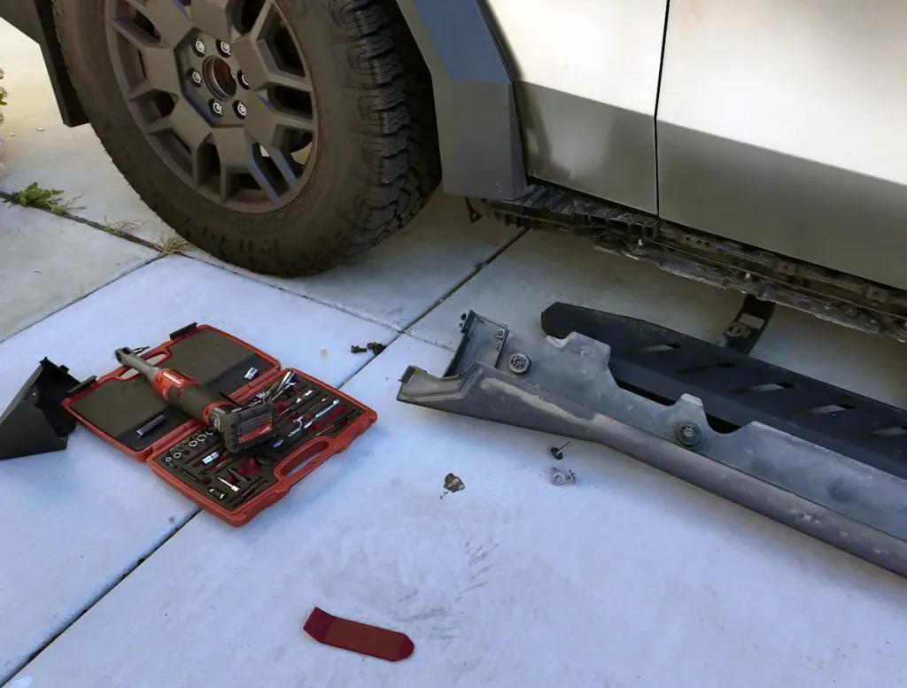 cybertruck running boards removal