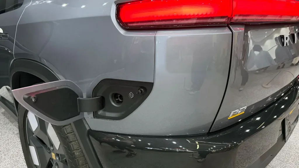 Rivian R2 at LA Auto Show NACS port