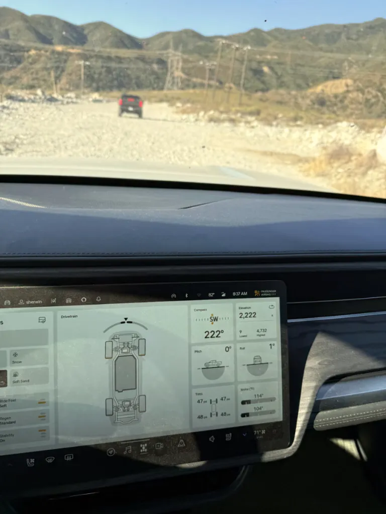 Rivian off-road screen