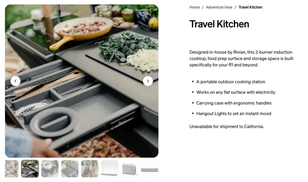 Rivian travel kitchen