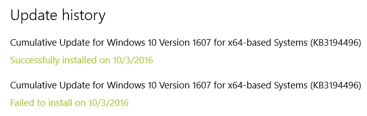 It finally installed - kb3194496