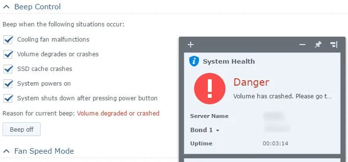 Synology beep management