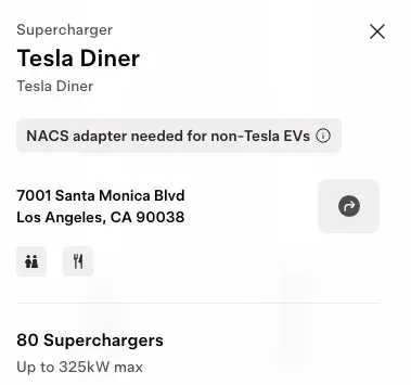 Tesla Diner supercharger