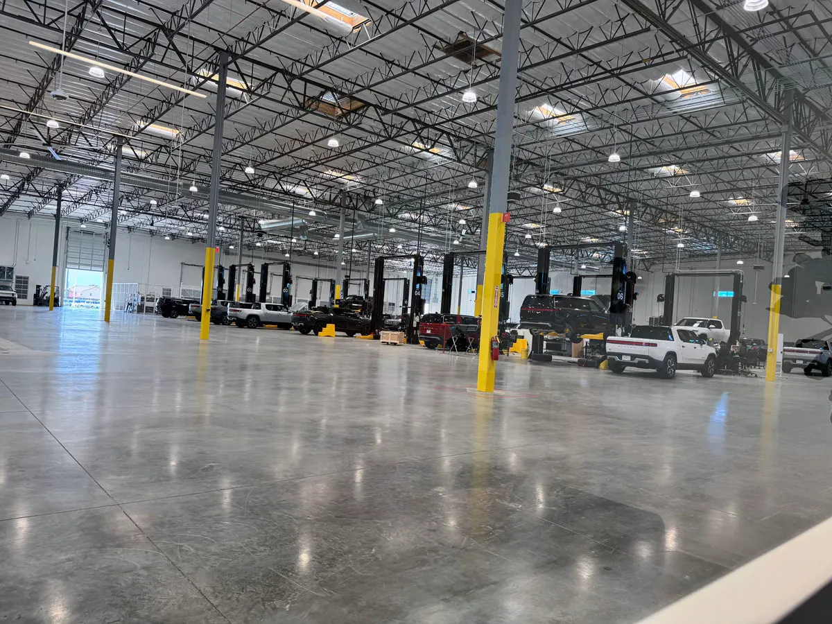Inside Rivian service center