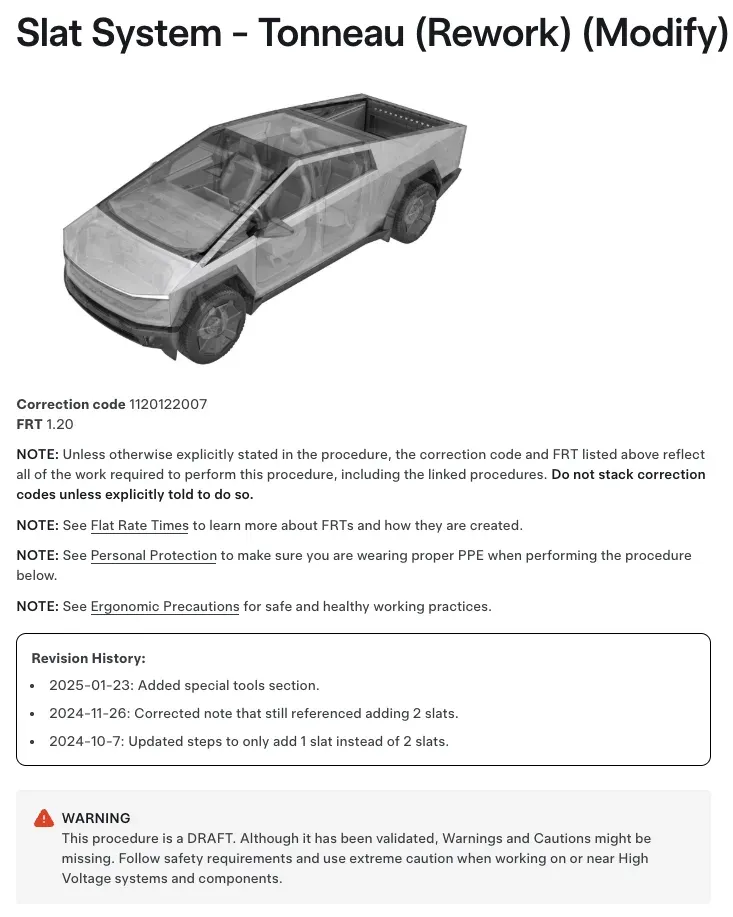 Cybertruck manual on tonneau cover slat