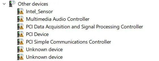 device manager missing drivers