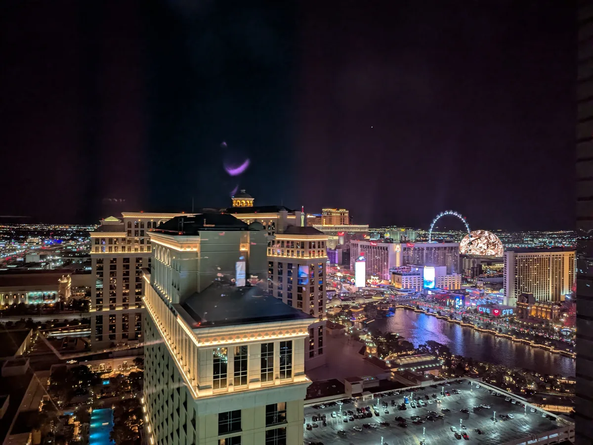 Night view of the Las Vegas Strip from Vdara