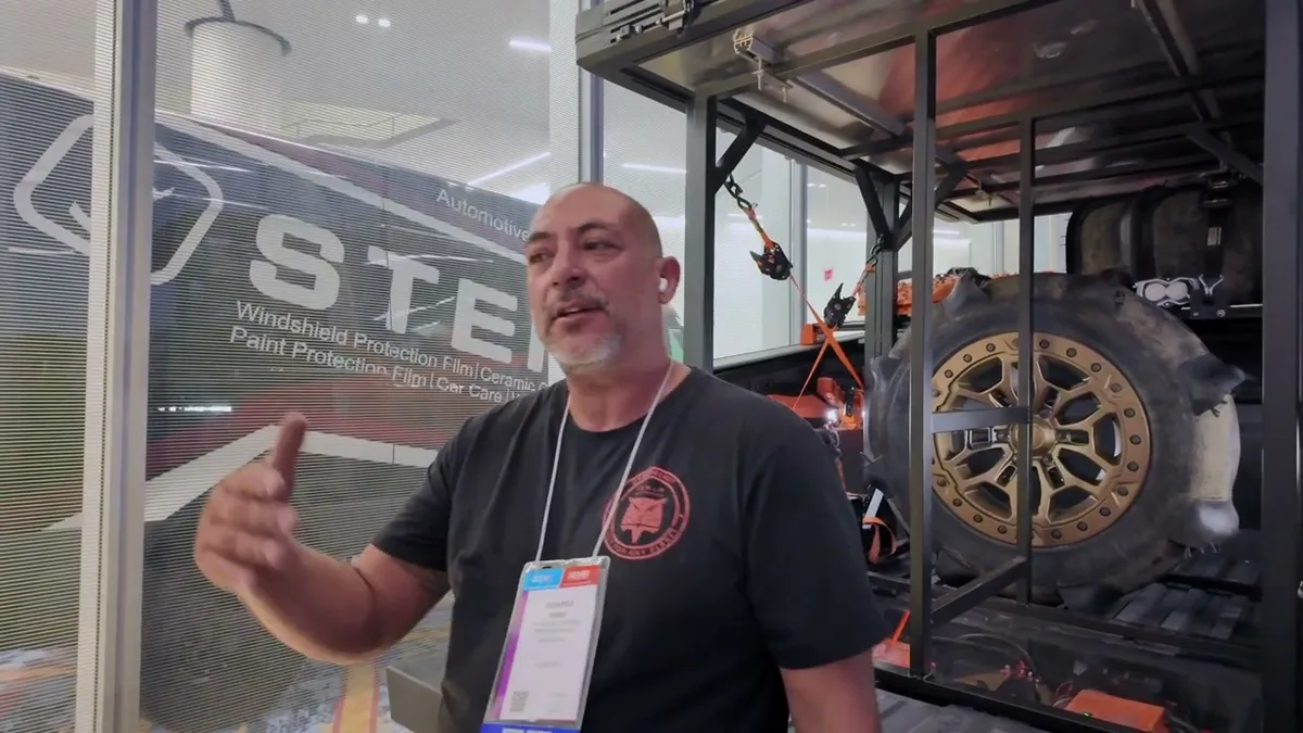 Jerry walking through the SEMA build explaining the truck