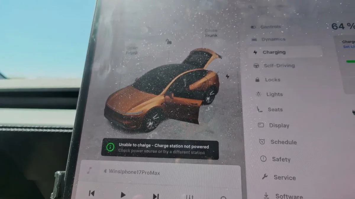 Model Y touchscreen reading Unable to charge, charge station not powered