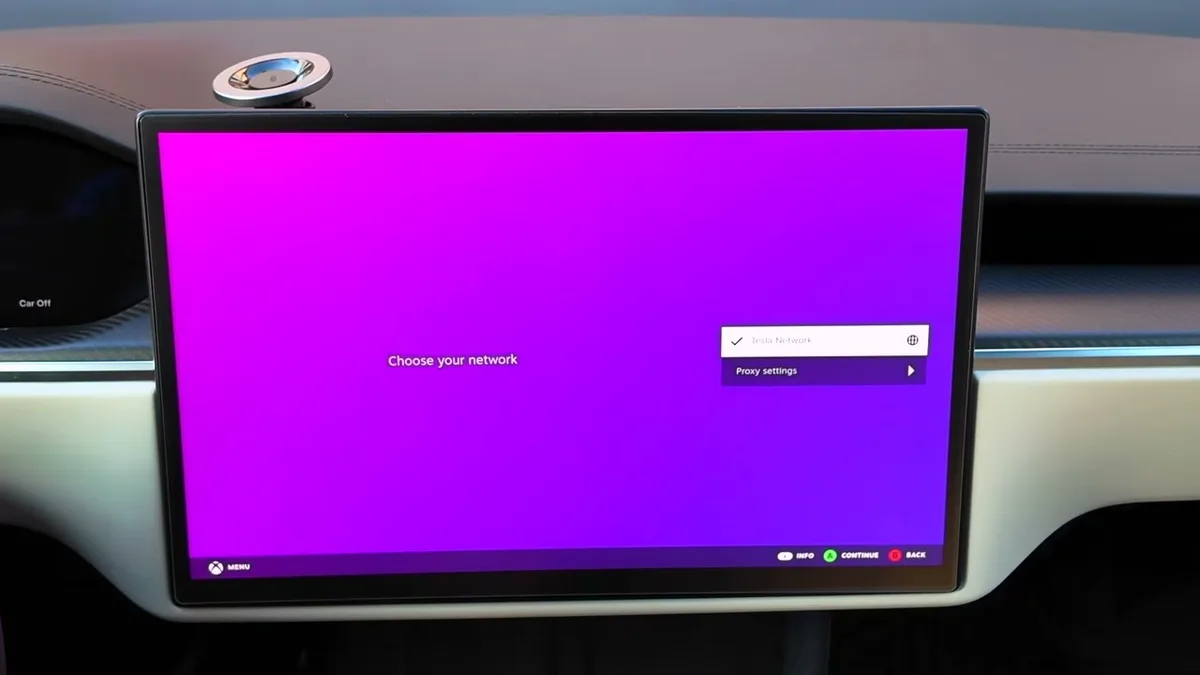Tesla network selection screen for Steam setup