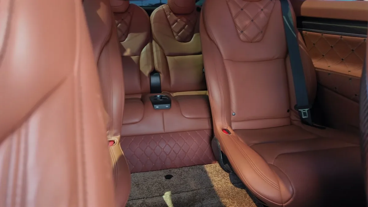 Two rows of diamond-quilted Nappa leather seating in the custom Model X interior